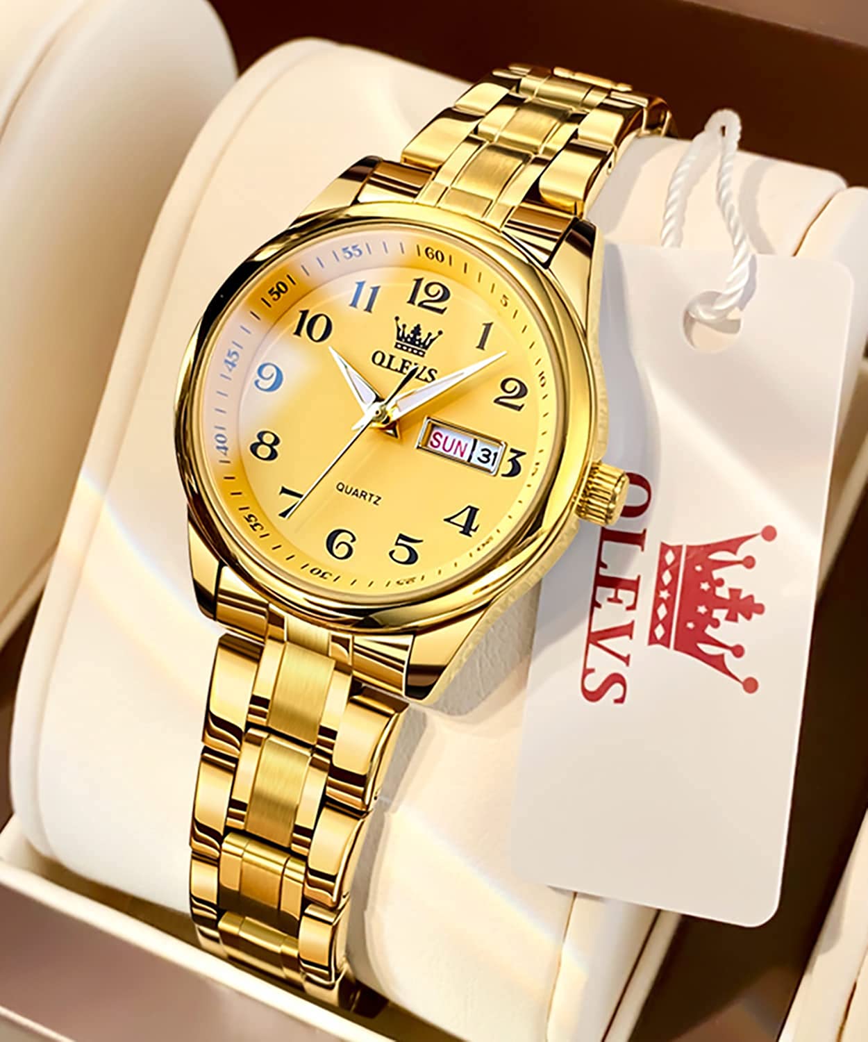 Business Women Watches Day Date,Woman Watches with Silver Gold Stainless Steel,Fashion Luminous Ladies Watches with Black/White Dial,Roman Numeral Womens Watches,Small Face Waterproof Ladies Watches - Image 9